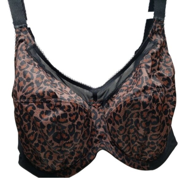 NWOT Goddess Kayla Bra Full Coverage Support Underwire Leopard Print 38J - Picture 1 of 14